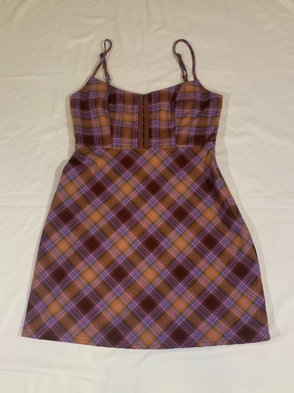 Urban Outfitters UO Keya Plaid Y2K Hook & Eye Mini Dress Womens Medium